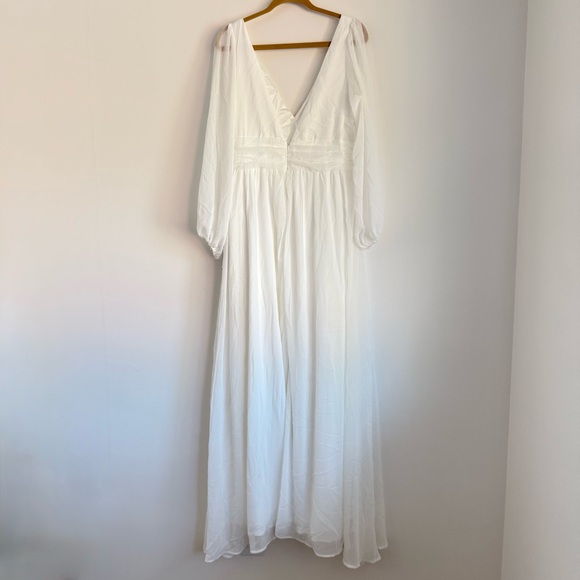 NWT Lulus Enchant My Love White V-Neck Long Sleeve Maxi Dress Size XL - Picture 7 of 9